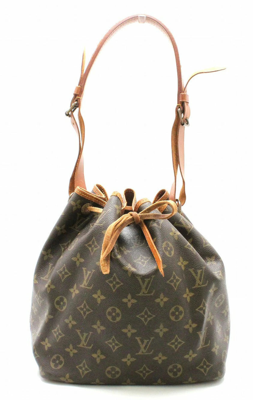 Louis Vuitton Monogram Noe Hobo Shoulder Bag Drawstring Canvas Leather Brown